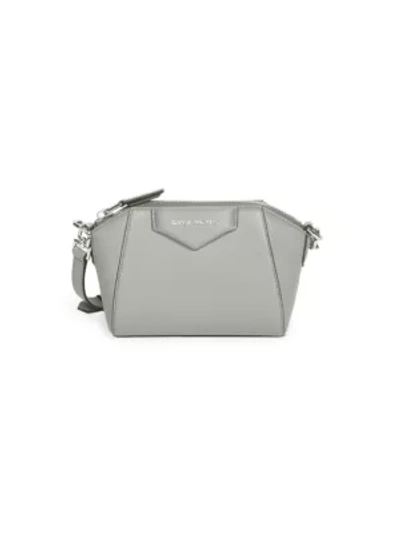 Shop Givenchy Nano Antigona Leather Crossbody Bag In Pearl Grey