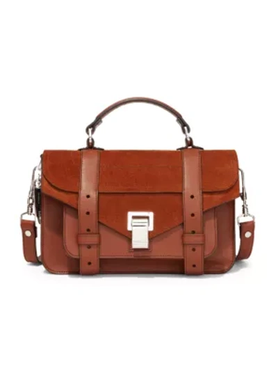 Shop Proenza Schouler Tiny Ps1 Leather & Suede Satchel In Chocolate