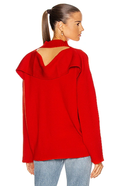 Shop Monse Ribbed Cowl Back Sweater In Code Red