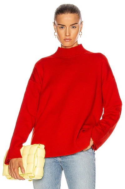 Shop Monse Ribbed Cowl Back Sweater In Code Red