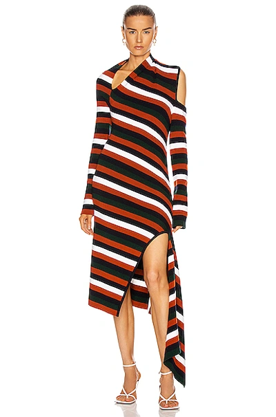 Shop Monse Stripe Sliced Long Sleeve Knit Dress In Midnight Multi