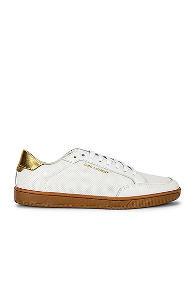 Shop Saint Laurent Court Classic Sneakers In Blanc Optique & Gold