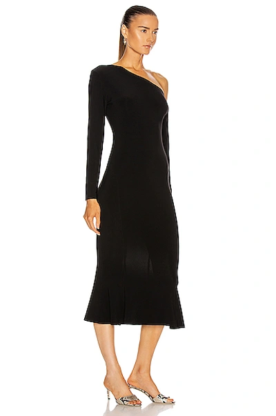 Shop Norma Kamali Long Sleeve Drop Shoulder Fishtail Dress In Black