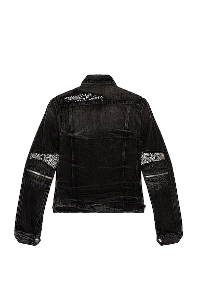 Shop Amiri Bandana Mx2 Trucker Jacket In Aged Black