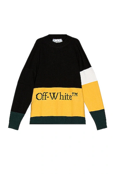 Shop Off-white Color Block Off Crewneck Sweater In Black & Yellow