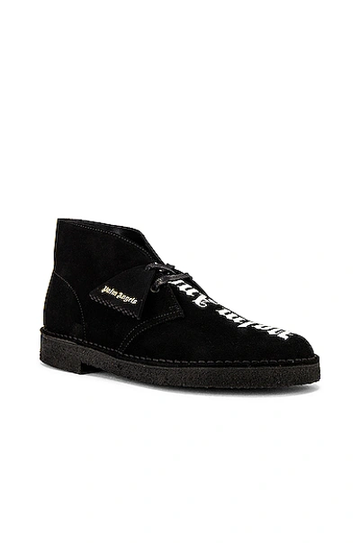 Shop Palm Angels Logo Desert Boots In Black & White