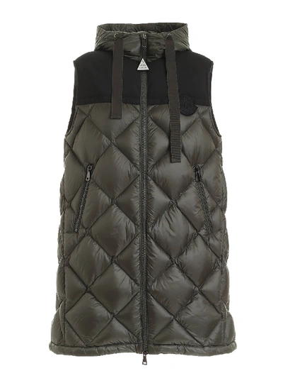 Shop Moncler Ducos Long Waistcoat Down Jacket In Green