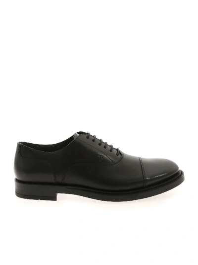 Shop Tod's Black Leather Oxford Featuring Logo