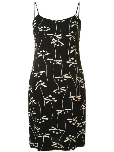 Pre-owned Chanel 1998 Floral Print Dress In Black