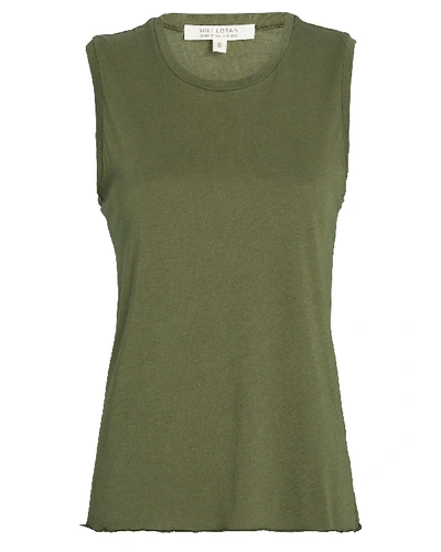 Shop Nili Lotan Supima Cotton Muscle T-shirt In Olive/army