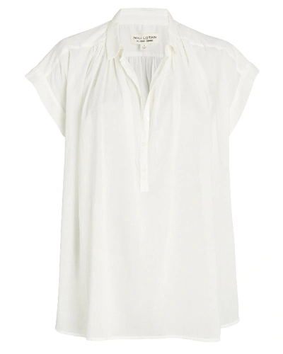 Shop Nili Lotan Normandy Cotton Voile Blouse In Ivory