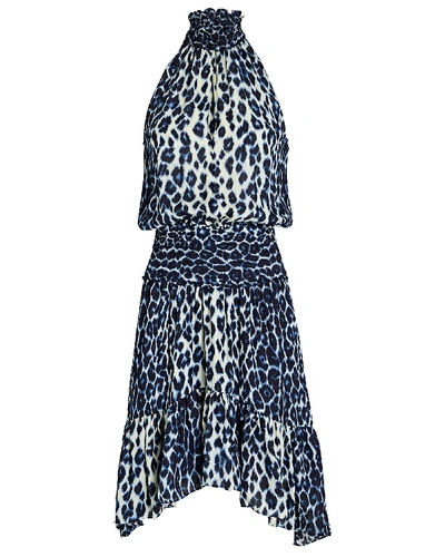 Shop A.l.c Cody Silk Leopard Mini Dress In Multi