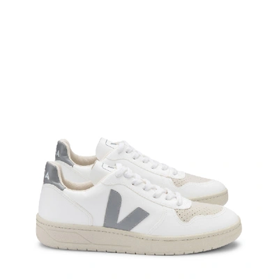Shop Veja V-10 Sneakers In White Oxford Grey