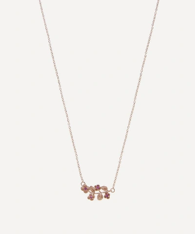 Shop Liberty Rose Gold Pink Sapphire Blossom Pendant Necklace