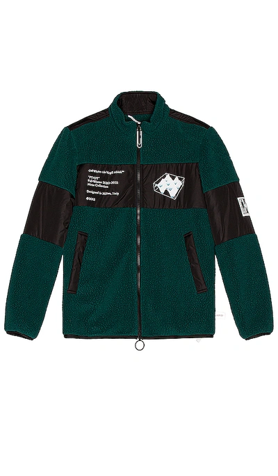 Shop Off-white Polar Fleece Jacket In Dark Green & White