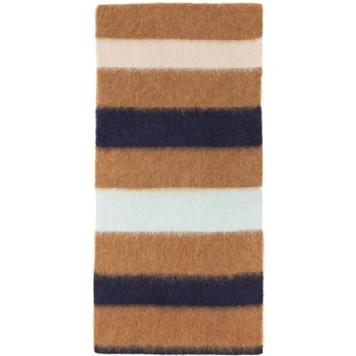 Shop Lanvin Brown Striped Scarf In S8 Wood