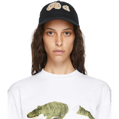 Shop Palm Angels Black Bear Cap In Black/white