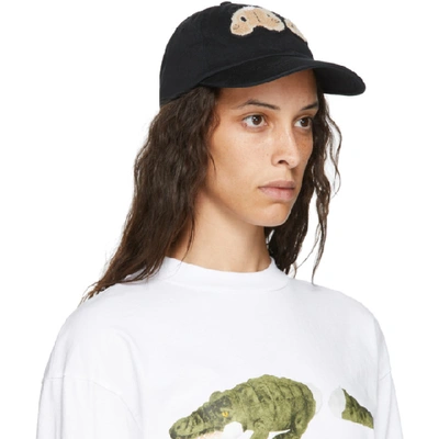 Shop Palm Angels Black Bear Cap In Black/white