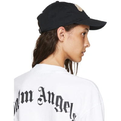 Shop Palm Angels Black Bear Cap In Black/white