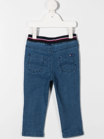 Shop Tommy Hilfiger Junior Embroidered Logo Slim-fit Jeans In Blue