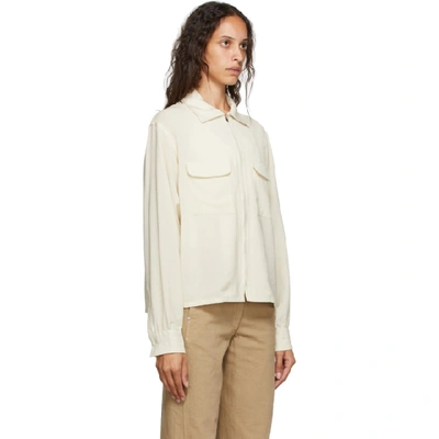 Shop Lemaire Off-white Zipped Shirt In 222 Almond