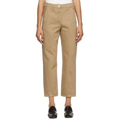 Shop Lemaire Beige Twisted Jeans In 230 Beige