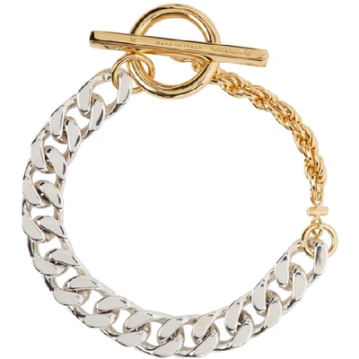 Bottega Veneta Sterling Silver And Gold-tone Chain Bracelet In