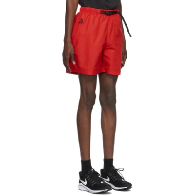 Shop Nike Acg Red Woven Shorts In 657 Univers