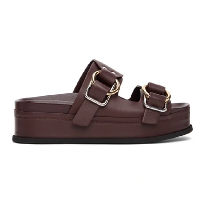 Shop 3.1 Phillip Lim / フィリップ リム 3.1 Phillip Lim Purple Freida Double Buckle Platform Sandals In Wi270 Wine