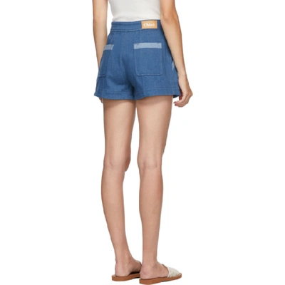 Shop Chloé Chloe Blue Denim Shorts In 41f Blue