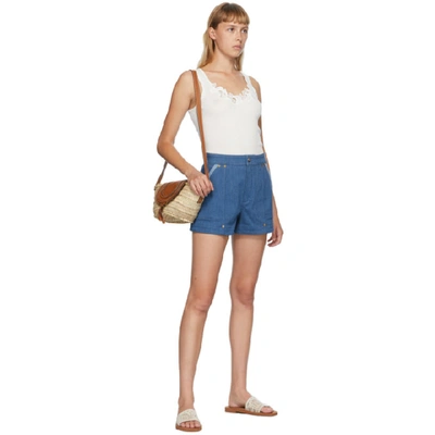Shop Chloé Chloe Off-white Lace Ribbed Tank Top In 103 Milk