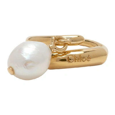 Shop Chloé Chloe Gold Darcey Baroque Ring In 105 Pearl