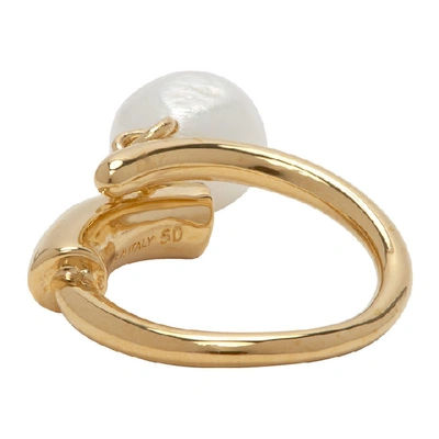 Shop Chloé Chloe Gold Darcey Baroque Ring In 105 Pearl