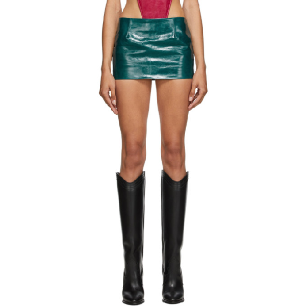 green leather mini skirt