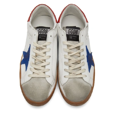 Shop Golden Goose White & Blue Superstar Sneakers In 80322 White