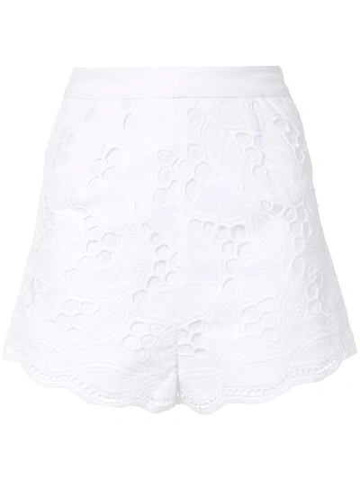 Shop Alexis Bowes Embroidered Shorts In White