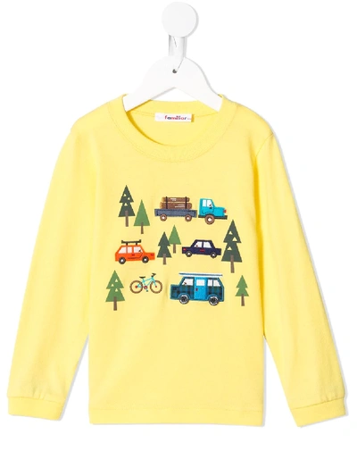 Shop Familiar Trees Print Sweatshirt In Yellow