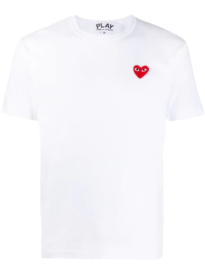 Shop Comme Des Garçons Play Applique Logo T-shirt In White