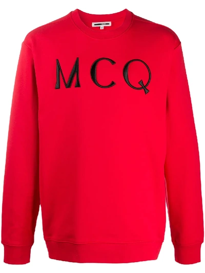 Shop Mcq By Alexander Mcqueen Embroidered Logo Cotton Sweatshirt In Red