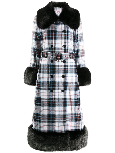 Shop Shrimps River Checked Double-breasted Coat In Black