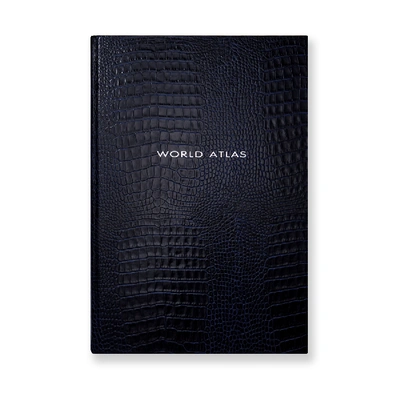 Smythson Large World Atlas In Mara In Navy