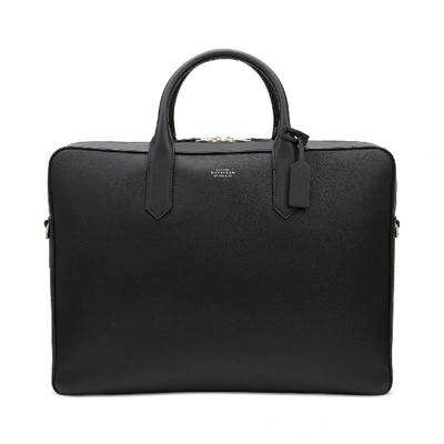 Shop Smythson Panama Large Briefcase In Black