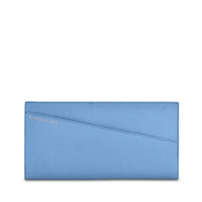 Shop Smythson Panama Slim Travel Wallet In Nile Blue