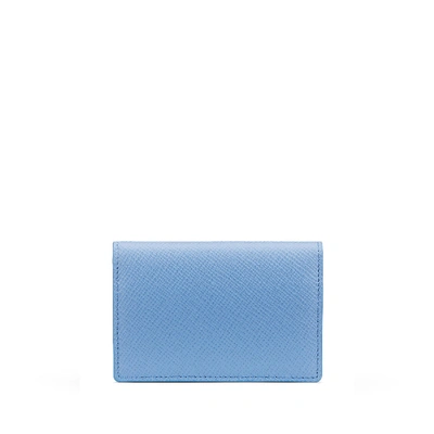 Shop Smythson Folded Card Case With Snap Closure In Panama In Nile Blue