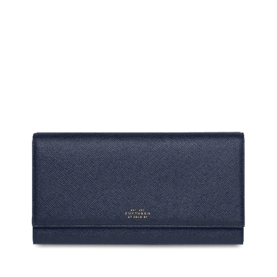 Shop Smythson Panama Marshall Travel Wallet In Navy