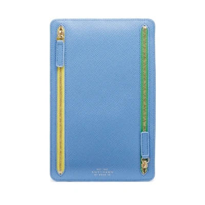 Shop Smythson Multi-zip Case In Panama In Nile Blue