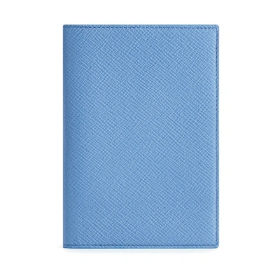 Shop Smythson Passport Cover In Panama In Nile Blue