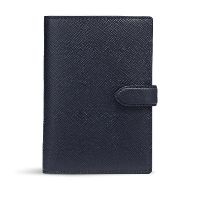 Shop Smythson Passport Cover Wallet In Panama In Navy
