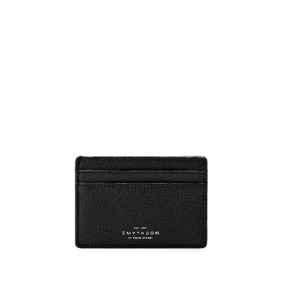 Smythson Flat Card Holder In Ludlow In Black