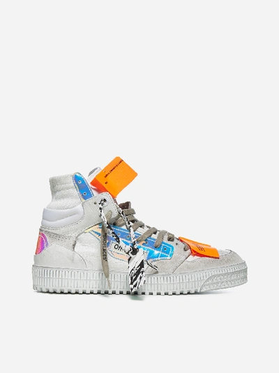 Shop Off-white Off-court 3.0 Leather And Suede High-top Sneakers In White - Multicolor